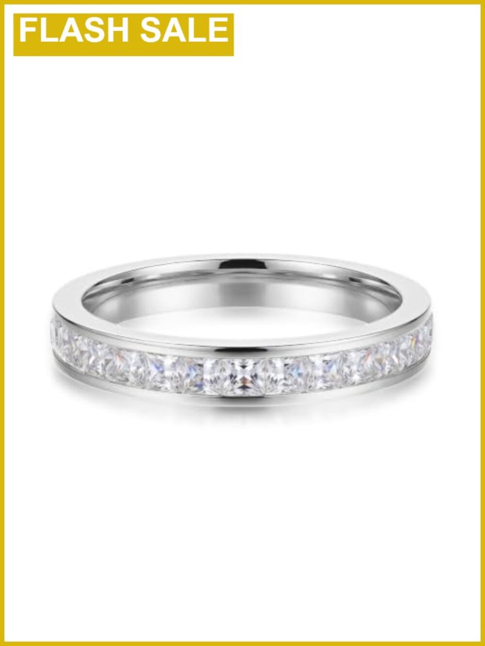 18k Gold Plated Channel Set Cubic Zirconia Eternity Band Ring